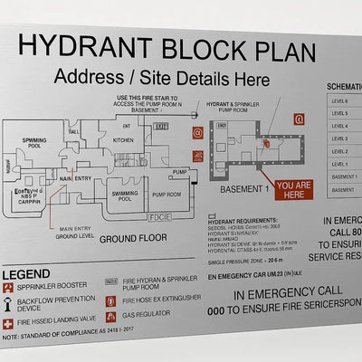 2. Fire Hydrant Block Plans - AS2419.1 - Print only / Silver Brushed Aluminium / A3 - Fire Block Plans