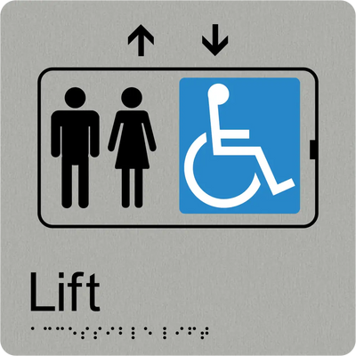 Accessible LIft Sign - Silver - 180mm x 180mm - Braille & Tactile Signs