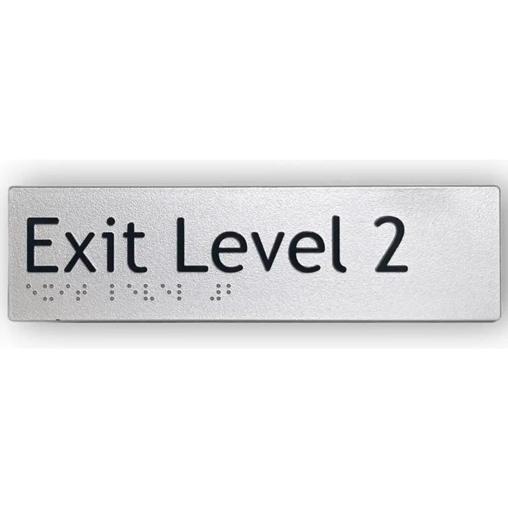 BRAILLE EXIT LEVEL 2 SIGN - Silver - Braille & Tactile Signs
