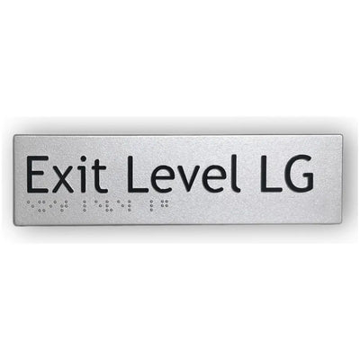 BRAILLE EXIT LEVEL LG SIGN - Silver - Braille & Tactile Signs