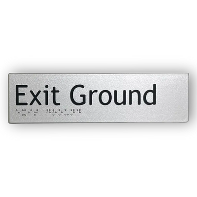 Braille Exit Sign Ground | AS1428.1 Compliant Silver PVC Silver Braille & Tactile Signs