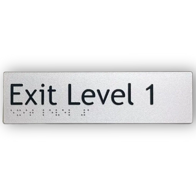 Braille Exit Sign Level 1 | AS1428.1 Compliant Silver PVC Silver Braille & Tactile Signs