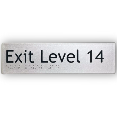 Braille Exit Sign Level 14 | AS1428.1 Compliant Silver PVC Silver Braille & Tactile Signs