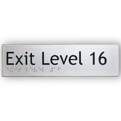 Braille Exit Sign Level 16 | AS1428.1 Compliant Silver PVC Silver Braille & Tactile Signs