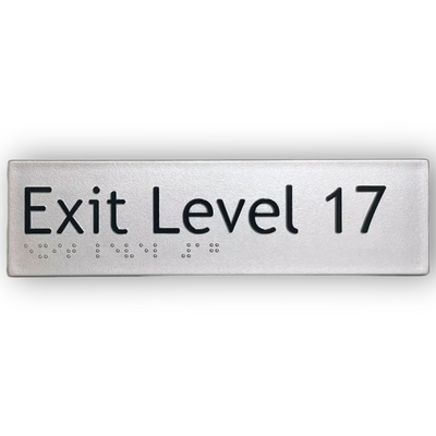 Braille Exit Sign Level 17 | AS1428.1 Compliant Silver PVC Silver Braille & Tactile Signs