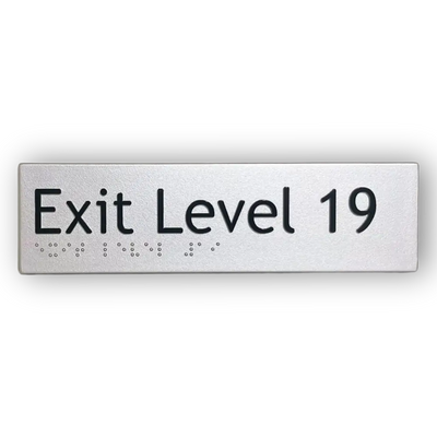 Braille Exit Sign Level 19 | AS1428.1 Compliant Silver PVC Silver Braille & Tactile Signs