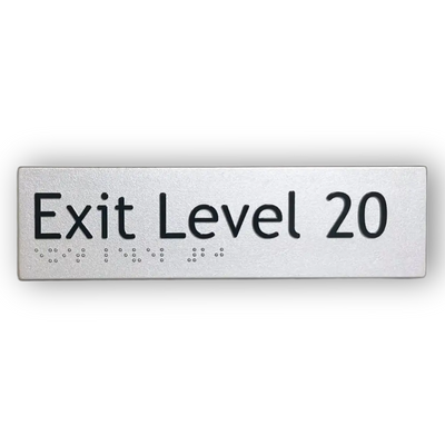 Braille Exit Sign Level 20 | AS1428.1 Compliant Silver PVC Silver Braille & Tactile Signs