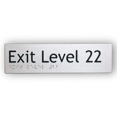 Braille Exit Sign Level 22 | AS1428.1 Compliant Silver PVC Silver Braille & Tactile Signs