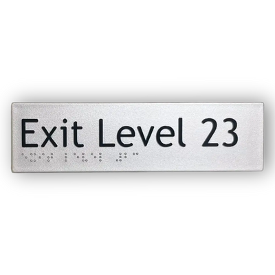 Braille Exit Sign Level 23 | AS1428.1 Compliant Silver PVC Silver Braille & Tactile Signs