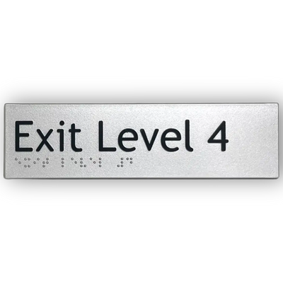 Braille Exit Sign Level 4 | AS1428.1 Compliant Silver PVC Silver Braille & Tactile Signs