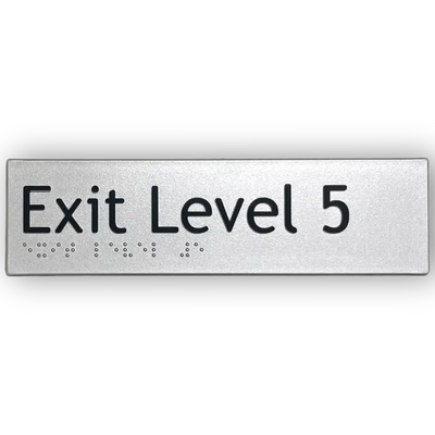 Braille Exit Sign Level 5 | AS1428.1 Compliant Silver PVC Silver Braille & Tactile Signs