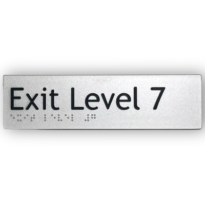 Braille Exit Sign Level 7 | AS1428.1 Compliant Silver PVC Silver Braille & Tactile Signs