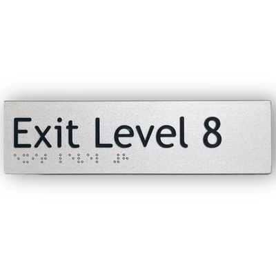 Braille Exit Sign Level 8 | AS1428.1 Compliant Silver PVC Silver Braille & Tactile Signs