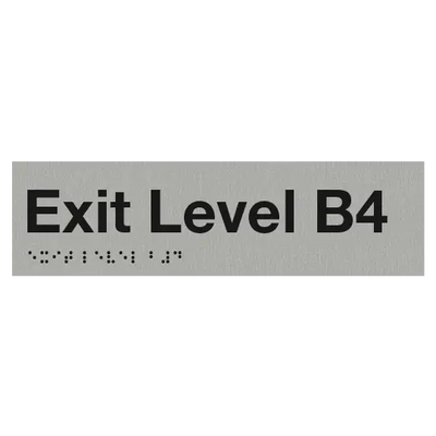 Braille Exit Sign Level Basement 4 | AS1428.1 Compliant Silver PVC Silver Braille & Tactile Signs