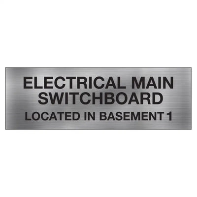 ELECTRICAL MAIN SWITCHBOARD LOCATED IN BASEMENT 1 SIGN - 450x150mm - Electrical Statutory Signs