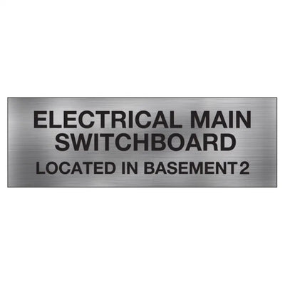 ELECTRICAL MAIN SWITCHBOARD LOCATED IN BASEMENT 2 SIGN - 450x150mm - Electrical Statutory Signs
