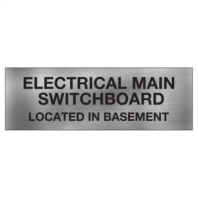 ELECTRICAL MAIN SWITCHBOARD LOCATED IN BASEMENT SIGN - 450x150mm - Electrical Statutory Signs