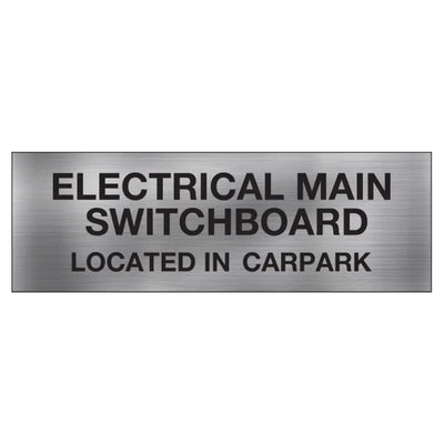 ELECTRICAL MAIN SWITCHBOARD LOCATED IN CARPARK SIGN - 450x150mm - Electrical Statutory Signs