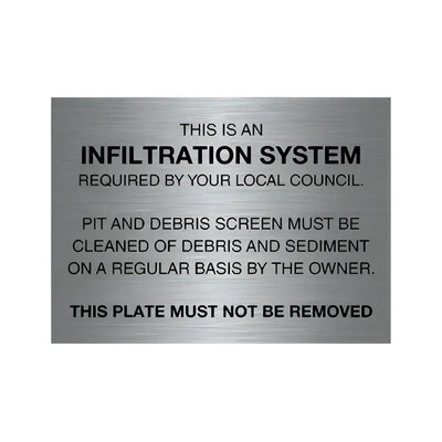 INFILTRATION SYSTEM SIGN - 110x80mm - Gas & Water Statutory Signs