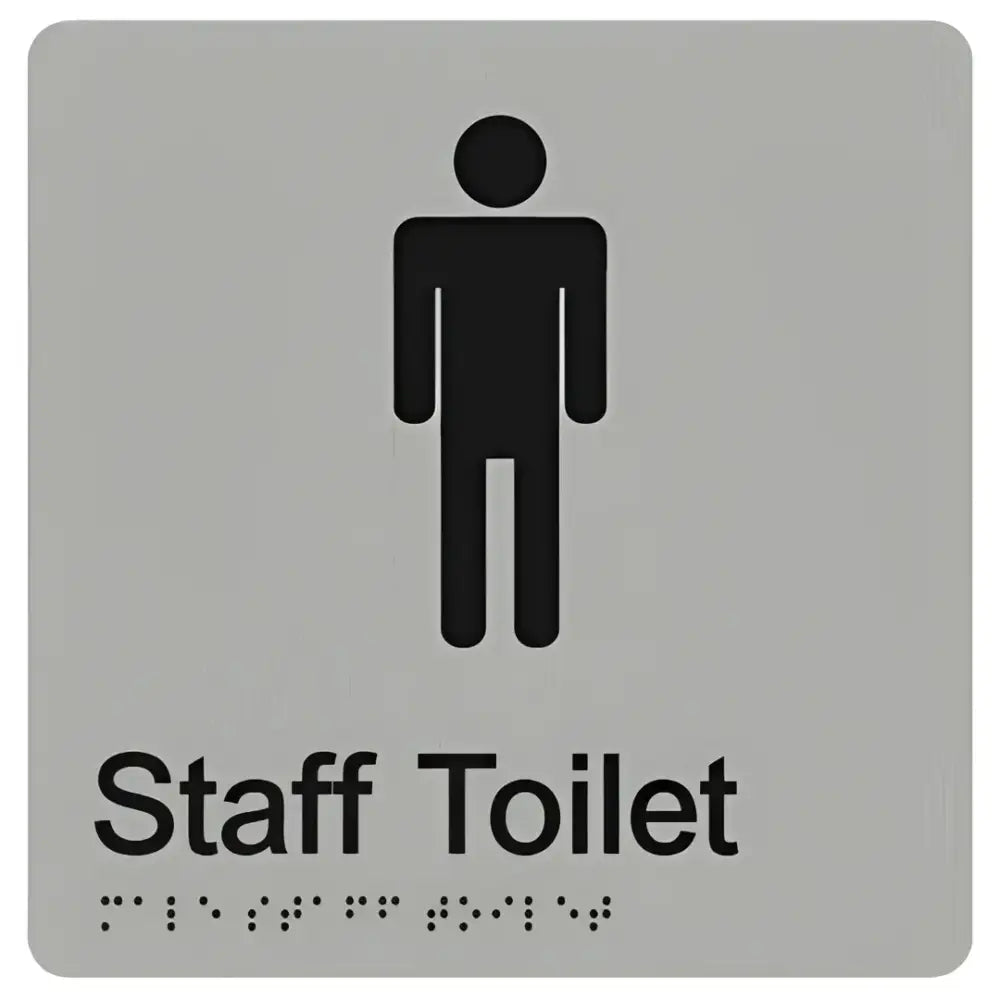 MALE STAFF TOILET SIGN - Silver - 180mm x 180mm - Braille & Tactile Signs