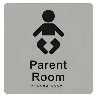 PARENT ROOM SIGN - Silver - 180mm x 180mm - Braille & Tactile Signs