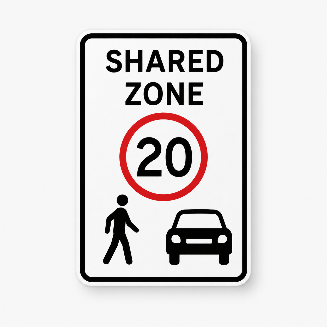 Shared Zone 20 Sign