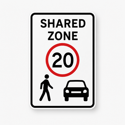 Shared Zone 20 Sign