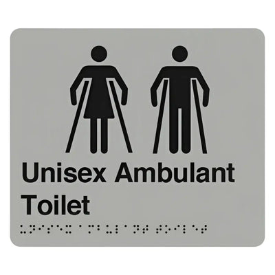 UNISEX AMBULANT TOILET SIGN - Silver – 210mm x 180mm - Braille & Tactile Signs