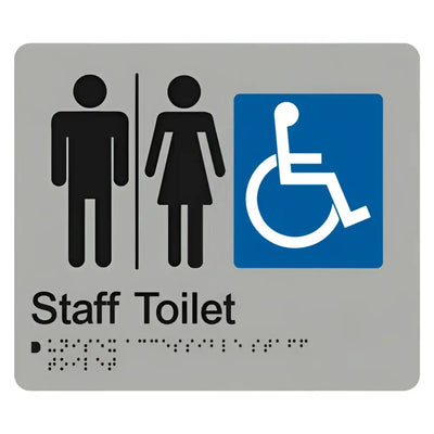 UNISEX STAFF TOILET SIGN - Silver – 210mm x 180mm - Braille & Tactile Signs