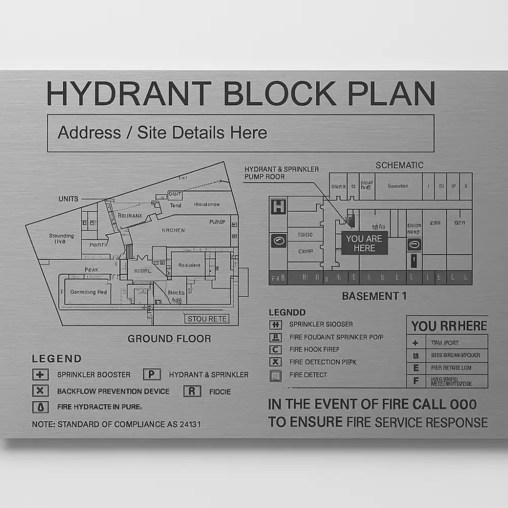2. Fire Hydrant Block Plans - AS2419.1 - Design & Print / Silver Brushed Aluminium / A3 - Fire Block Plans