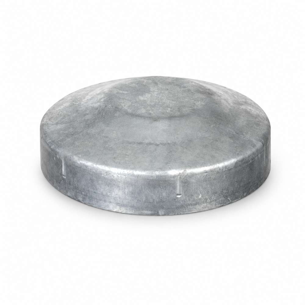 Galvanised sign post cap.