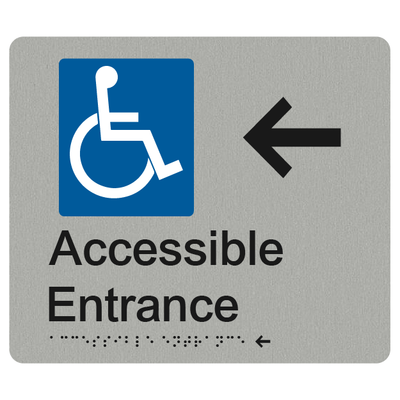 ACCESSIBLE ENTRANCE LEFT ARROW SIGN