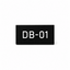 Black traffolyte label with white engraved DB-01 text
