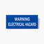 Blue traffolyte label with white engraved text