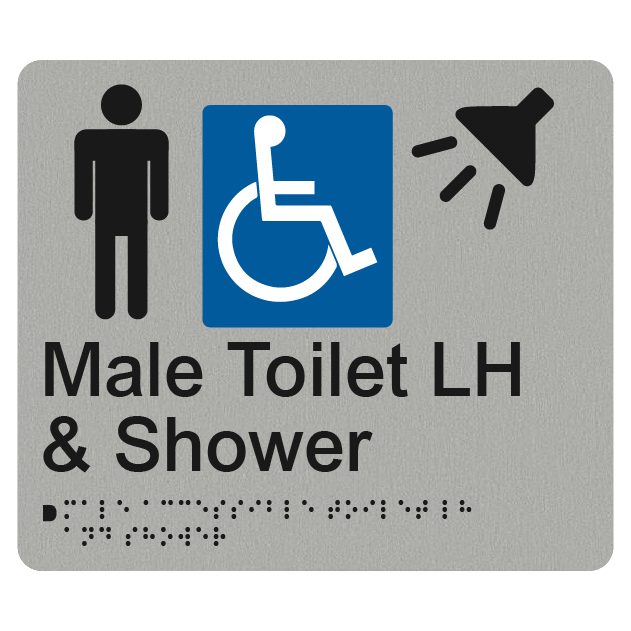 MALE ACCESSIBLE TOILET LH & SHOWER SIGN