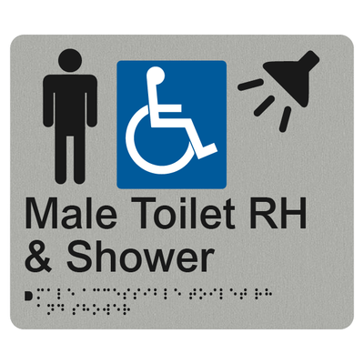 MALE ACCESSIBLE TOILET RH & SHOWER SIGN