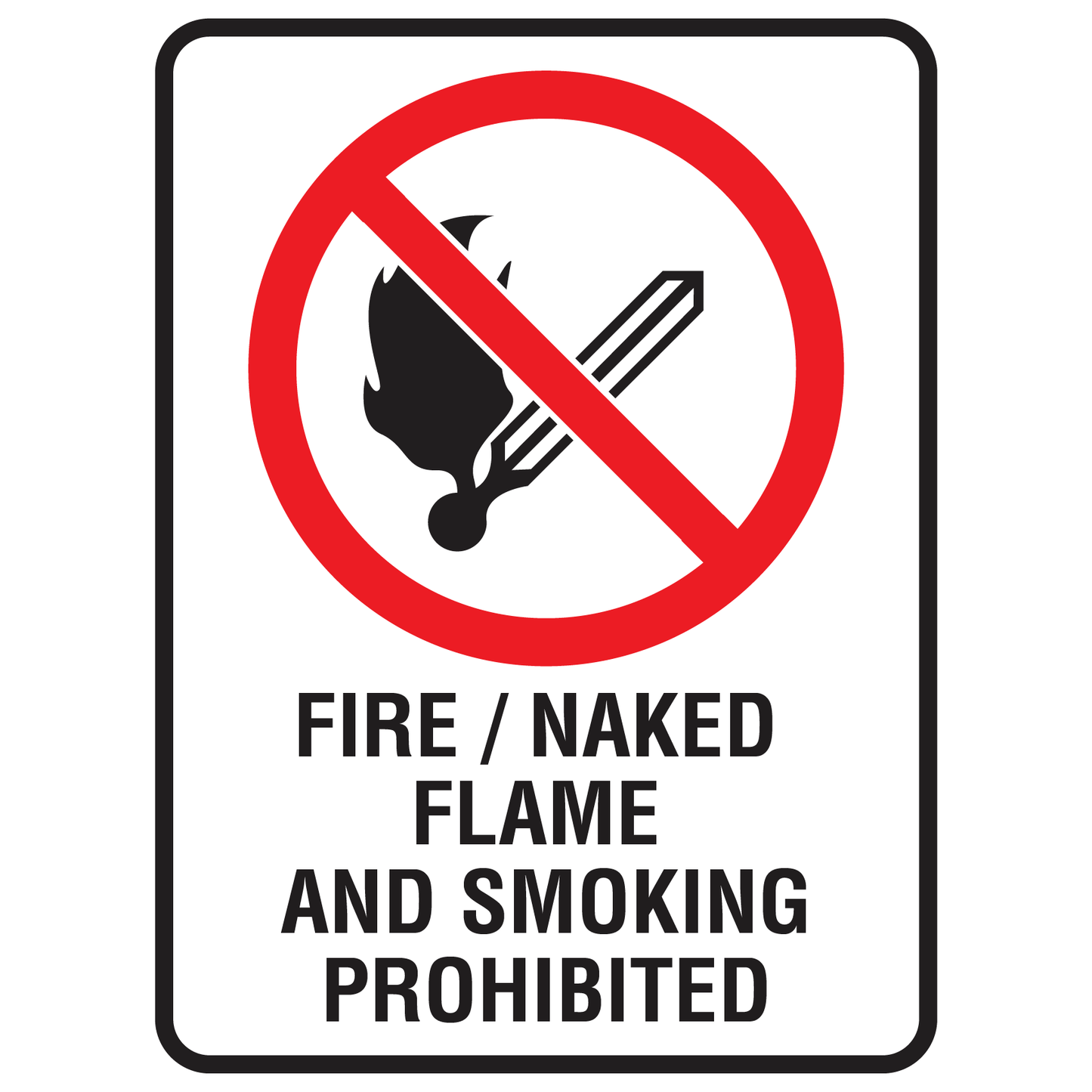 Fire Naked Flame And Smoking Prohibited - Prohibition Sign