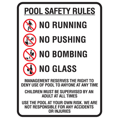 Pool Safety Rules Sign - Prohibition SigN