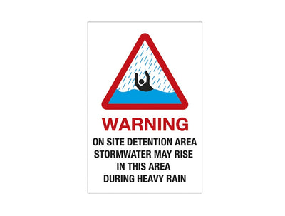WARNING ON SITE DETENTION AREA