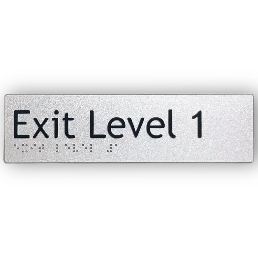 Braille Exit Sign Level 1 | AS1428.1 Compliant Silver PVC Silver Braille & Tactile Signs