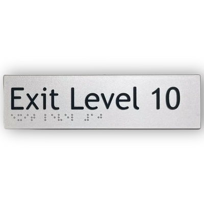 Braille Exit Sign Level 10 | AS1428.1 Compliant Silver PVC Silver Braille & Tactile Signs