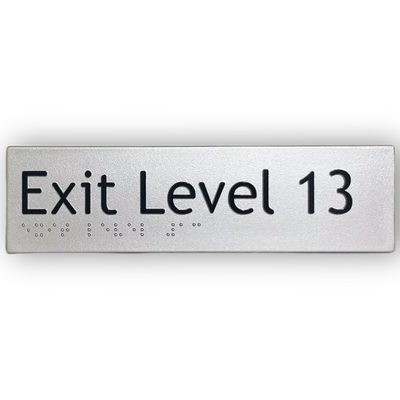 Braille Exit Sign Level 13 | AS1428.1 Compliant Silver PVC Silver Braille & Tactile Signs