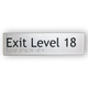Braille Exit Sign Level 18 | AS1428.1 Compliant Silver PVC Silver – 180mm x 50mm Braille & Tactile Signs