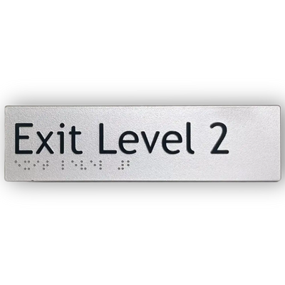 Braille Exit Sign Level 2 | AS1428.1 Compliant Silver PVC Silver Braille & Tactile Signs