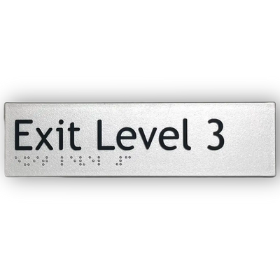 Braille Exit Sign Level 3 | AS1428.1 Compliant Silver PVC Silver Braille & Tactile Signs