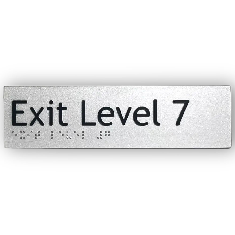 Braille Exit Sign Level 7 | AS1428.1 Compliant Silver PVC Silver Braille & Tactile Signs