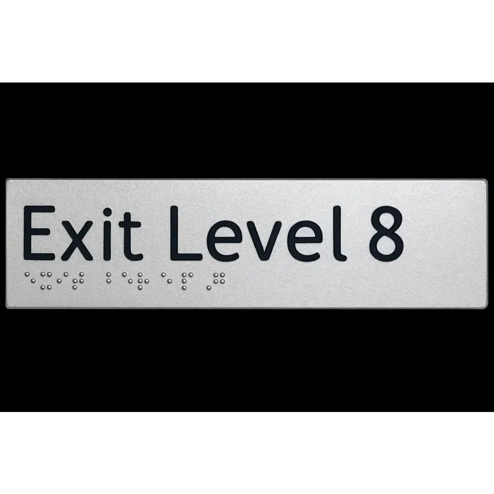 Braille Exit Sign Level 8 | Silver PVC (B-FE-EL8-S) - Silver - Braille & Tactile Signs