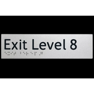 Braille Exit Sign Level 8 | Silver PVC (B-FE-EL8-S) - Silver - Braille & Tactile Signs