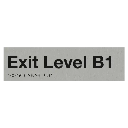 Braille Exit Sign Level Basement 1 | AS1428.1 Compliant Silver PVC Silver Braille & Tactile Signs