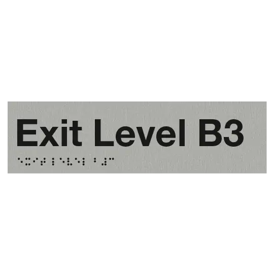 Braille Exit Sign Level Basement 3 | AS1428.1 Compliant Silver PVC Silver – 180mm x 50mm Braille & Tactile Signs